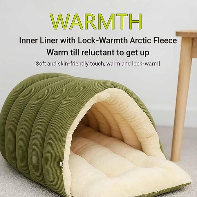 Expectation Cat Bed, Removable and Washable Winter Closed-Off Cat Bed, Soft Fluffy Warm Autumn/Winter Cats House, Washable Non-Slip Pet Sleeping Bag for Indoor Cats Small Dogs (B,Medium)