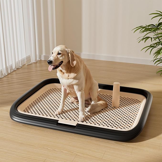 Dog Potty Tray, 23.6"x17.68" Indoor Pet Pee Pad Holder,Puppy Training Holder,Bathroom Dog Litter Box, Pet Toilet for Small and Medium Dogs,Housebreaking Supplies, Pet Products(Black)