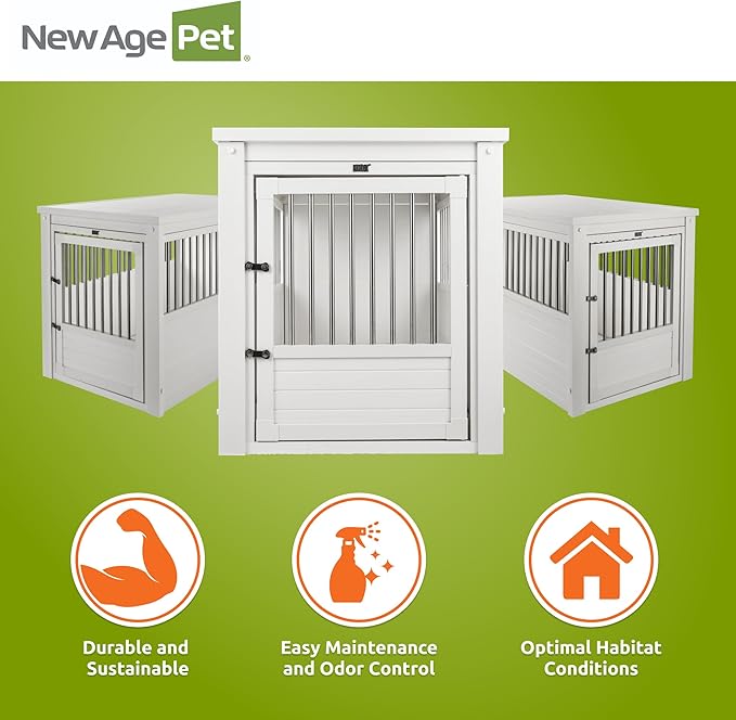 New Age Pet EHHC404XL ecoFLEX Pet Crate/End Table, Antique White, X-Large