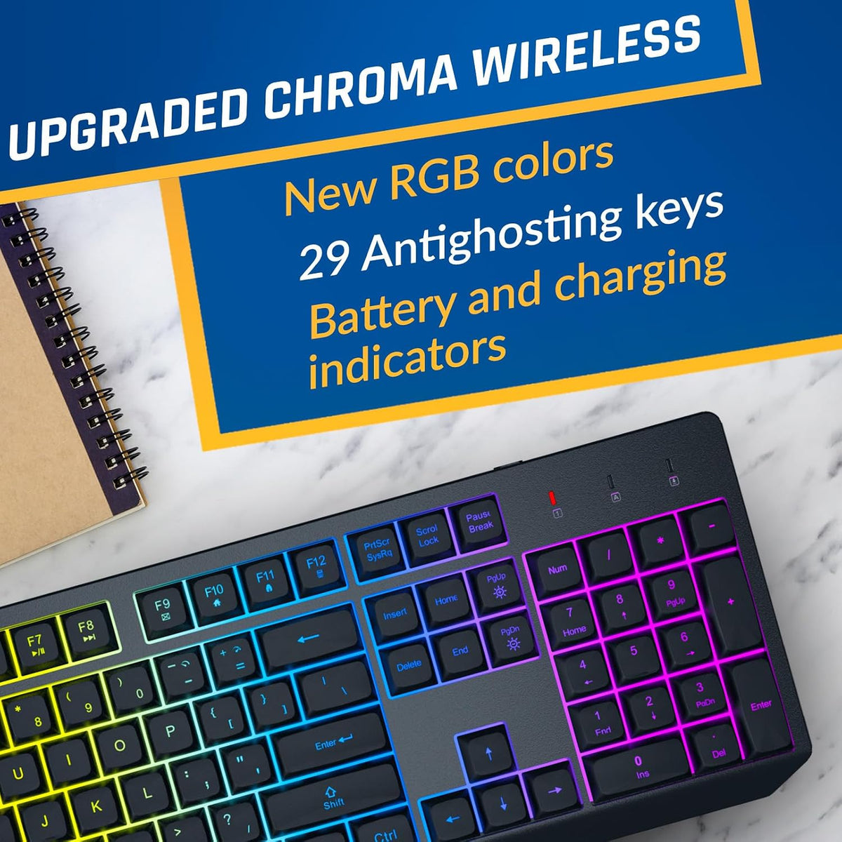 Chroma Wireless Gaming Keyboard and Mouse Bundle, US Layout, Backlit RGB