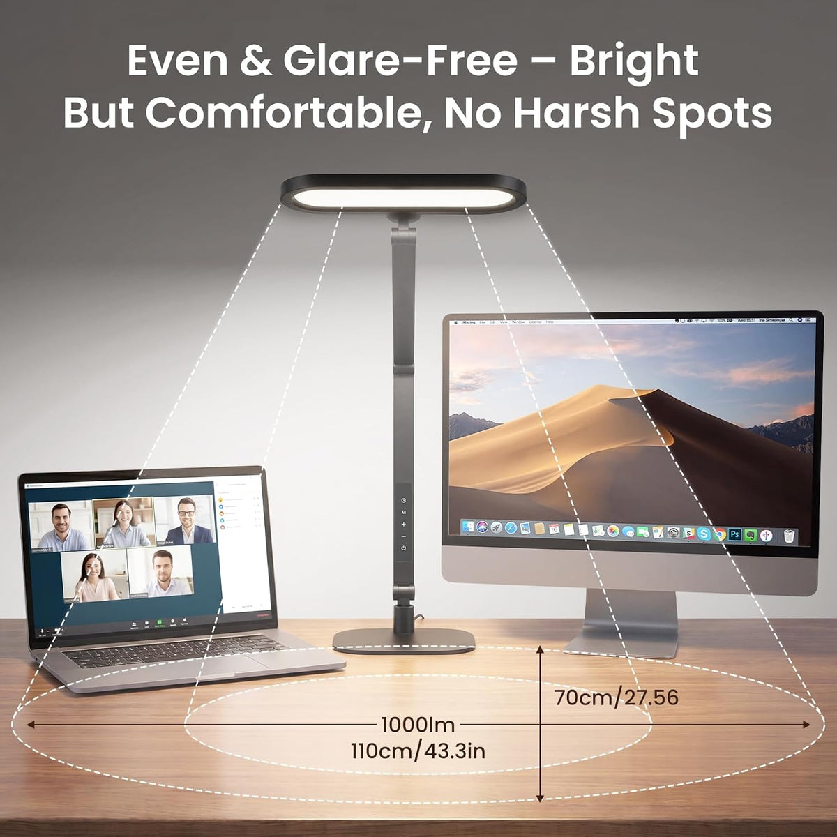 LIONVISON LED Desk Lamps for Office: Clamp & Stand Double Side Desk Light