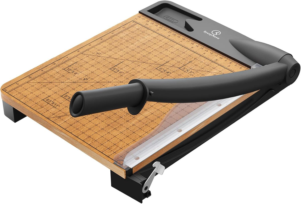 12 Inch Heavy Duty Paper Cutter, Wood Base Guillotine Paper Trimmer