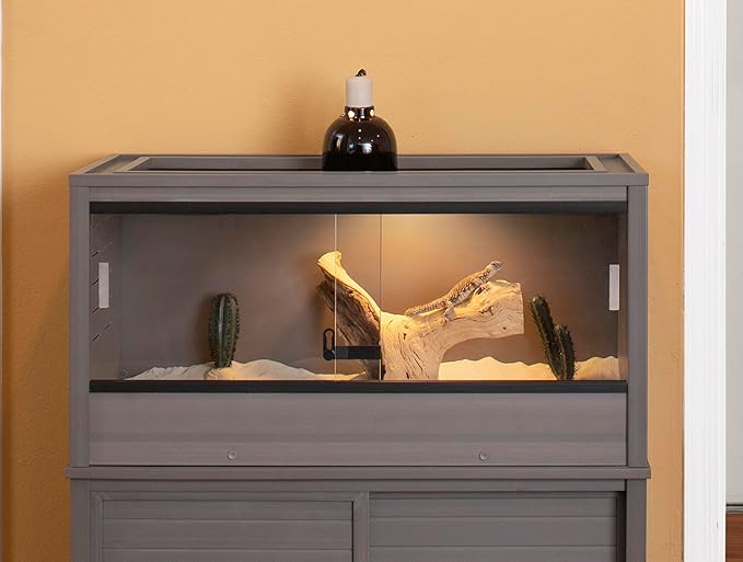 New Age Pet ECOFLEX Medium Reptile Enclosure with Matching Cabinet Stand Set in Grey