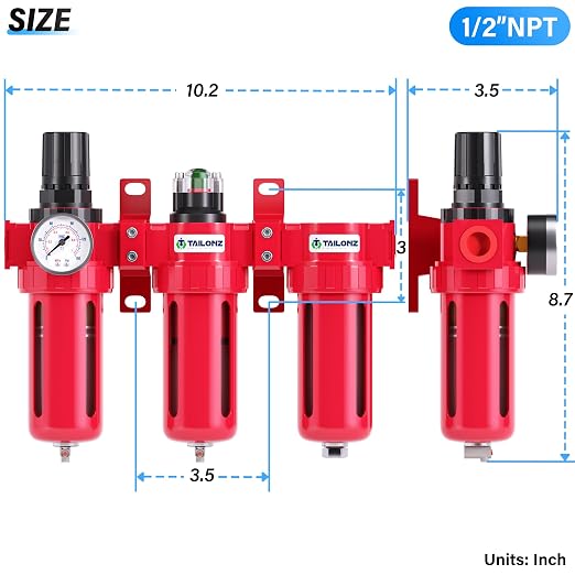 TAILONZ PNEUMATIC 0-150PSI 1/2 Inch NPT Aluminum Alloy Industrial Grade Three