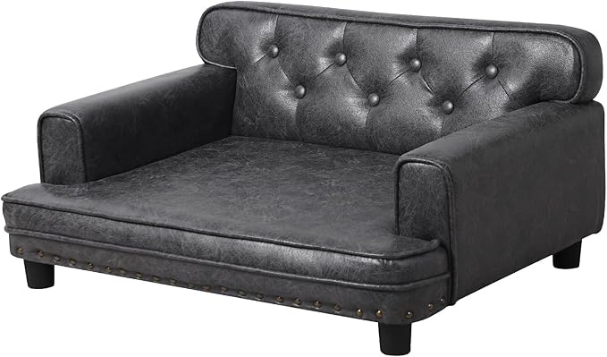 Dog Bed,Cat Bed,Dog Couch,Cat Couch,Puppy Bed,Pet Sofa,Pet Couch,Pet Bed for Cats, Wooden Frame and Suede Fabric,for Small Breeds Using (Grey)