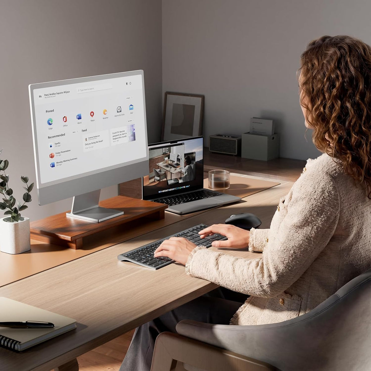 iClever DK05 Bluetooth Wireless Keyboard and Mouse Combo, Space Gray