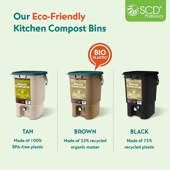 All Seasons Indoor Composter Starter Kit – 5 Gallon Tan Compost Bin