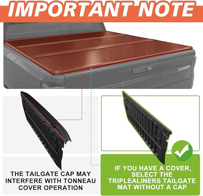 TripleAliners for Ram 1500 2009-2018 & Ram 2500/3500 2009-2026&Ram1500 Classic 2019-2024 Standard Tailgate Mat with Tailgate Cap Top Protector Full-Coverage Truck Bed Cover Liner Replacement