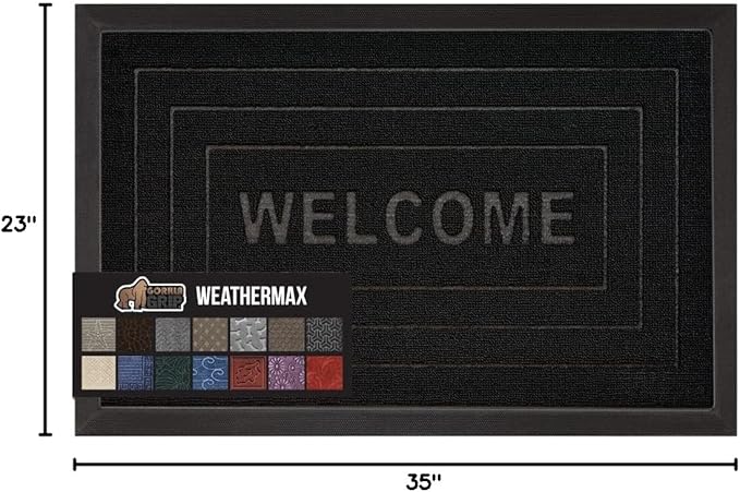 GORILLA GRIP 100% Waterproof All-Season WeatherMAX Doormat 35x23, US Designed