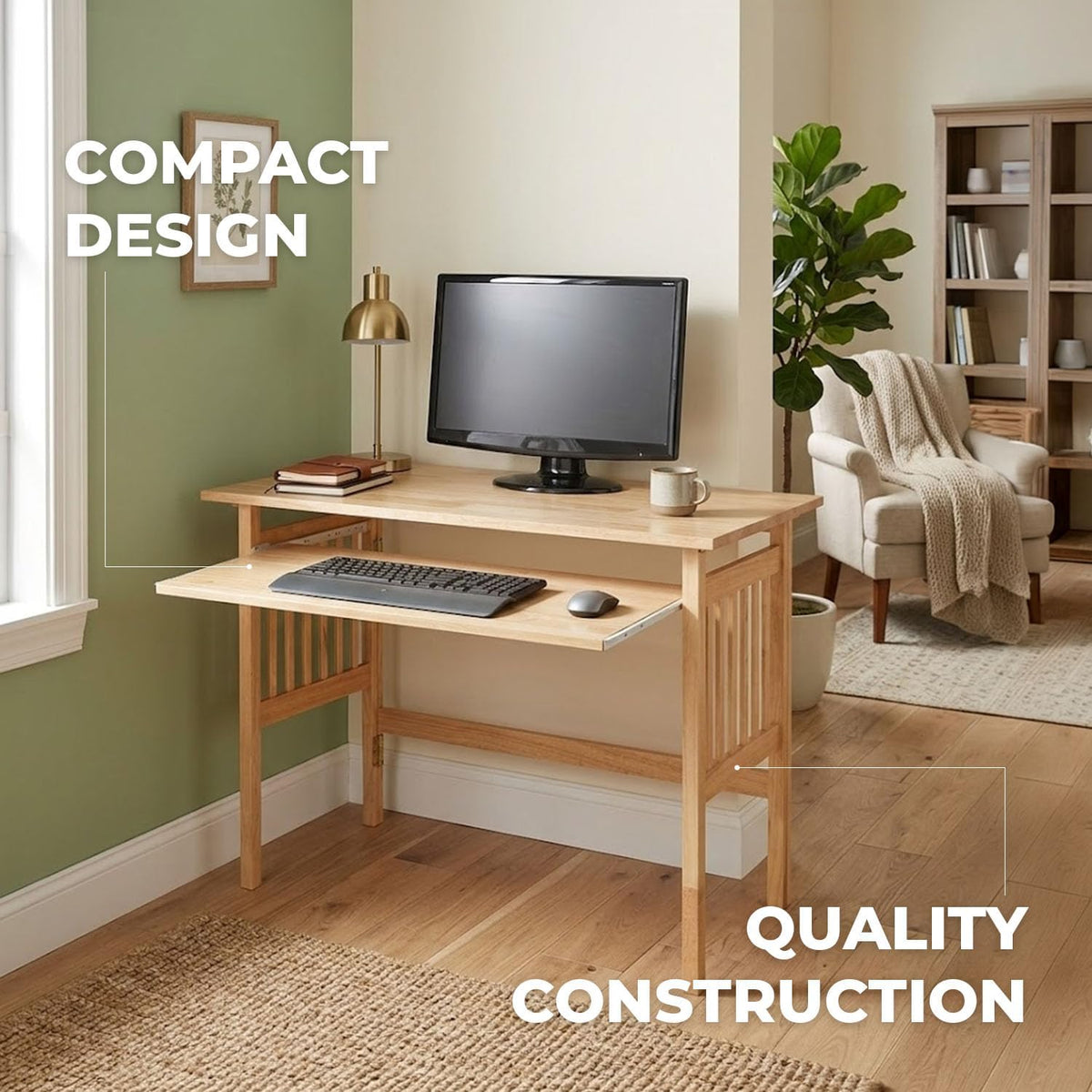 Winsome Mission Folding Computer Desk, Beechwood, 30"