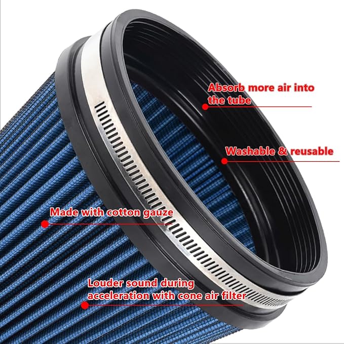 MUGE RACING 6" 152 mm High Flow Inlet Air Filter, Air Intake Cone Filter