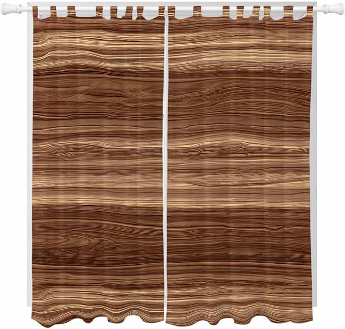 Brown Western Living Room Curtains 84 Inch Length, Window Curtains Tab Top