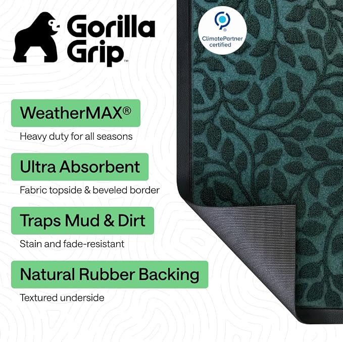 GORILLA GRIP 100% Waterproof All-Season WeatherMAX Doormat, US Designed Natural
