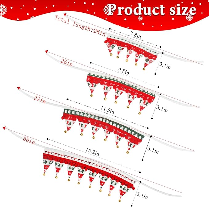 Christmas Dog Collar with Bells,Holiday Dog&Cat Knitted Jingle Dress,Pet Costume Bandana Scarf for Puppy Kitty (L)