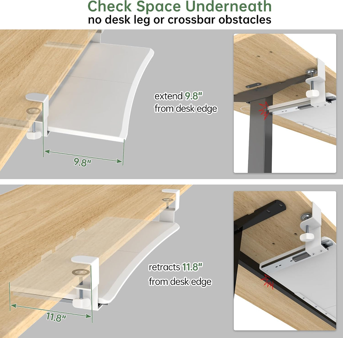 UPGRAVITY Extra Large Keyboard Tray Under Desk White