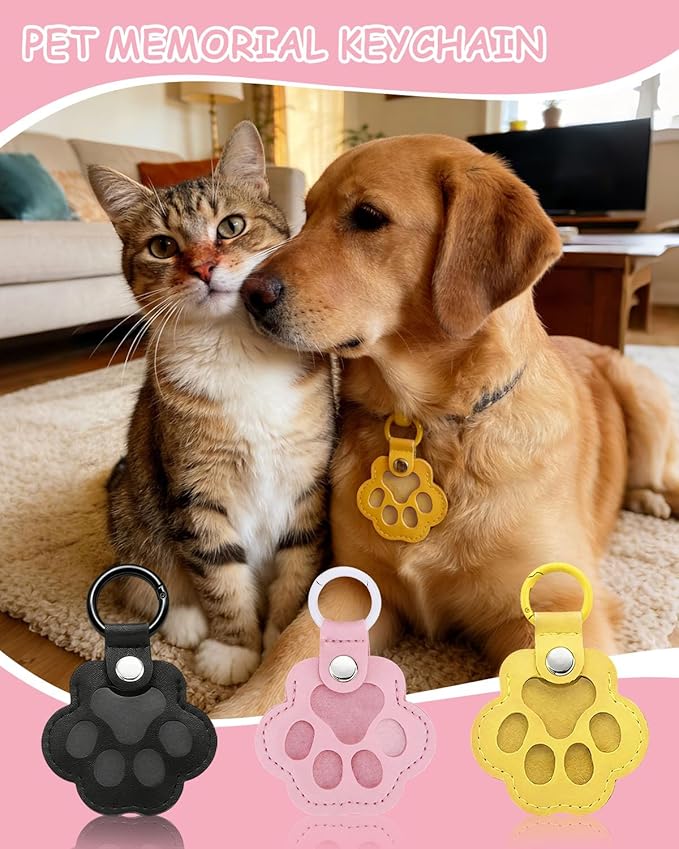 Paw Dog Hair Keychain - Premium Leather Pet Fur Keepsake, Waterproof Memory Charm for Dog/Cat Lovers, Bag & Key Accessory
