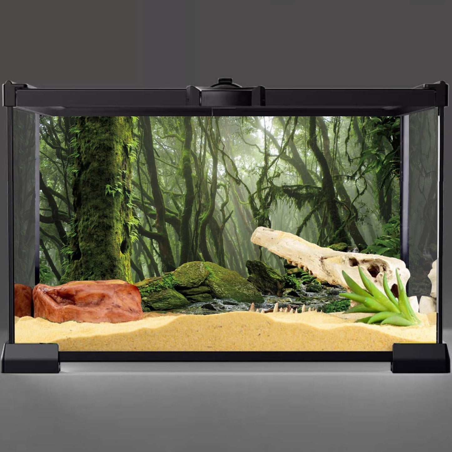 AWERT Foggy Forest Terrarium Background Stream Green Huge Tree Reptile Habitat Background Tropical Rainforest Aquarium Background 36x24 inche36x24in90x60cm