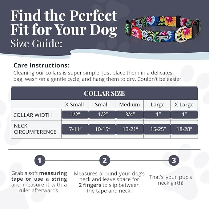 Lucky Love Dog - Adjustable Dog Collar with Easy Click Buckle for Small Ones, Durable, & Comfortable for Male & Female Dogs, Pet Collar for Puppies & Adult Dogs - Lilian, XS