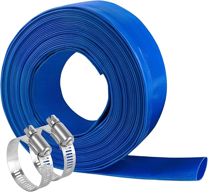 Eastrans 2.5 IN x 100 FT Heavy Duty Flat Discharge Hose, Weather & Burst