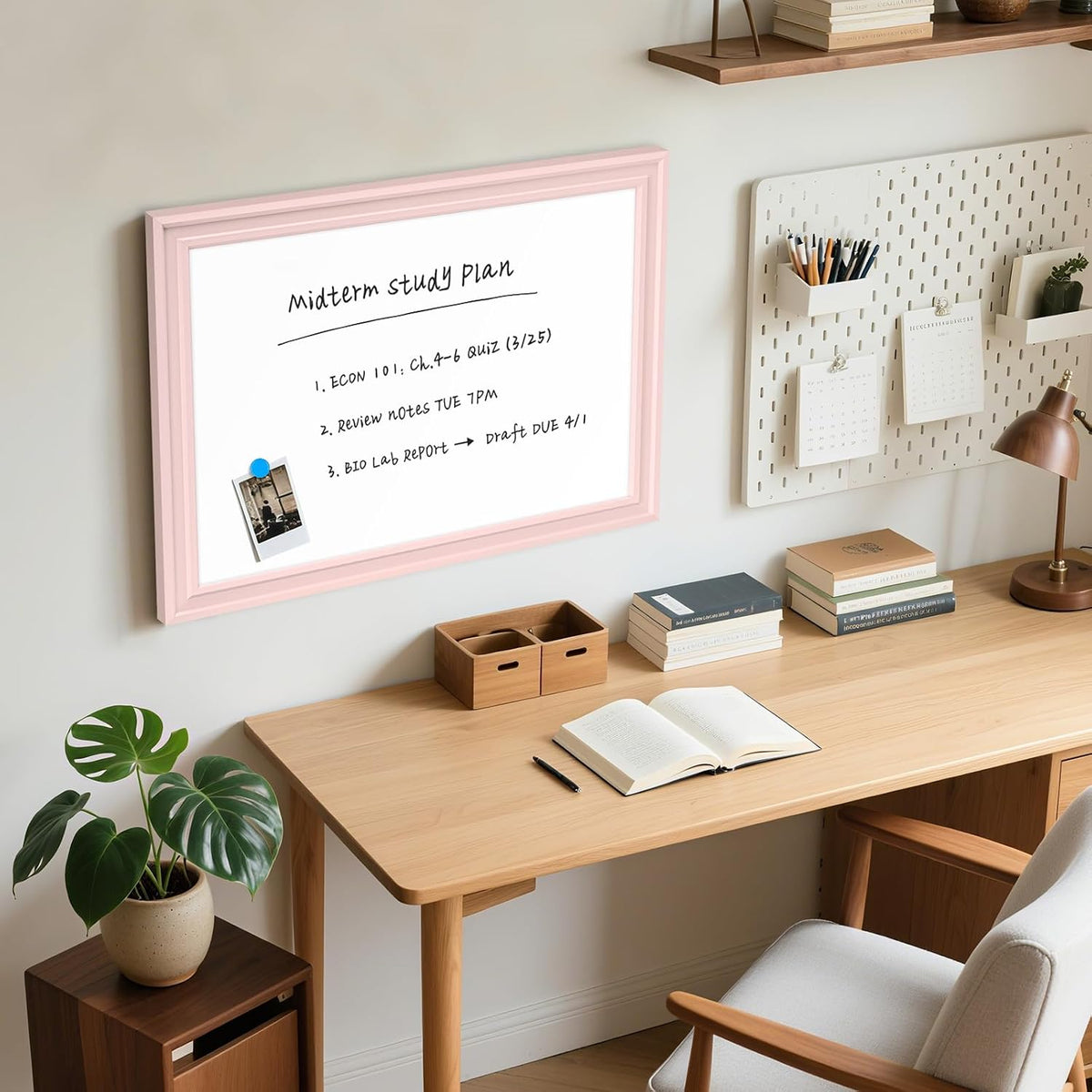 White Board for Wall, 24'' x 18'' Magnetic Dry Erase Board, Pink