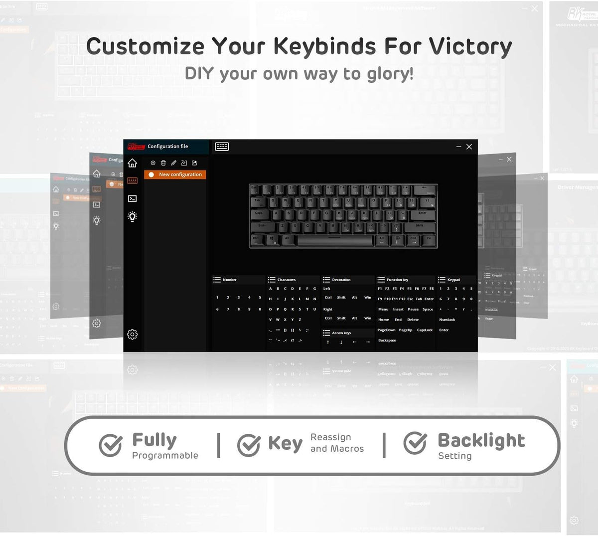 RK ROYAL KLUDGE RK61 Wireless 60% Triple Mode BT5.0/2.4G/USB-C Mechanical Keyboard, 61 Keys Wireless Mechanical Keyboard, Compact Gaming Keyboard with Software