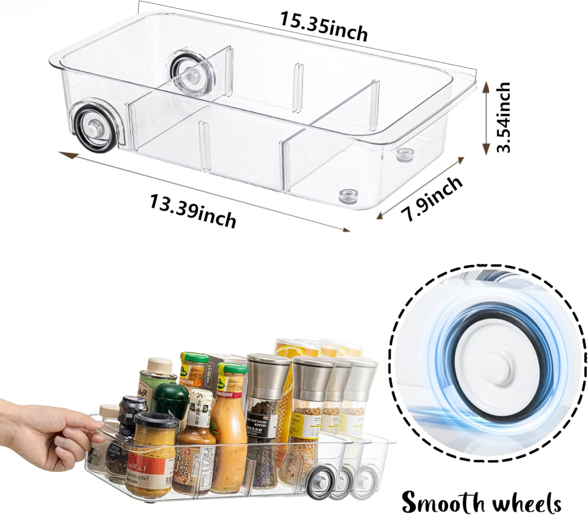 LXLXXL Fridge Organizer and Storage Drawer Rolling Refrigerator Bins,3 Pack