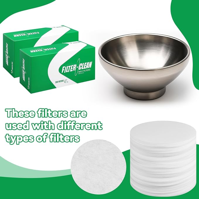 400 Pack Milk Filter Discs Quick Flow Non-gauze Small 4-9/16" Od Replacement