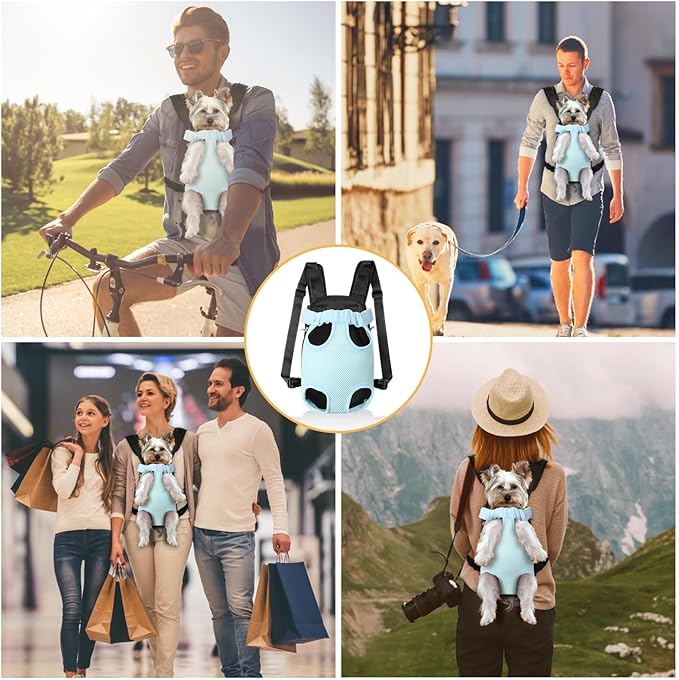 YUDODO Pet Dog Carrier Backpack Adjustable Dog Front Carrier, Legs Out Easy-Fit Dog Travel Backpack Carrier for Hiking Camping for Small Medium Dogs Cats and Rabbits (Medium (Pack of 1), B-Sky)
