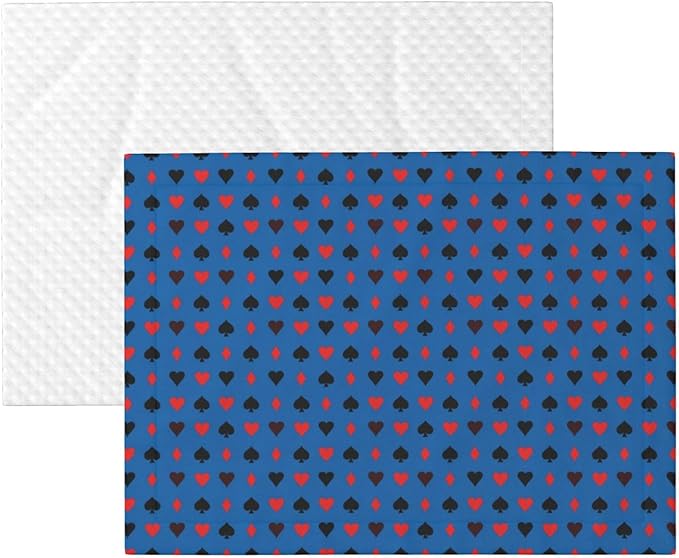 Reversible Plush Dot Pet Blanket for Dogs and Cats, Poker Playing Cards, Ultra Soft Two Sided Design with Warm Fuzzy Side and Smooth Side for Comfort