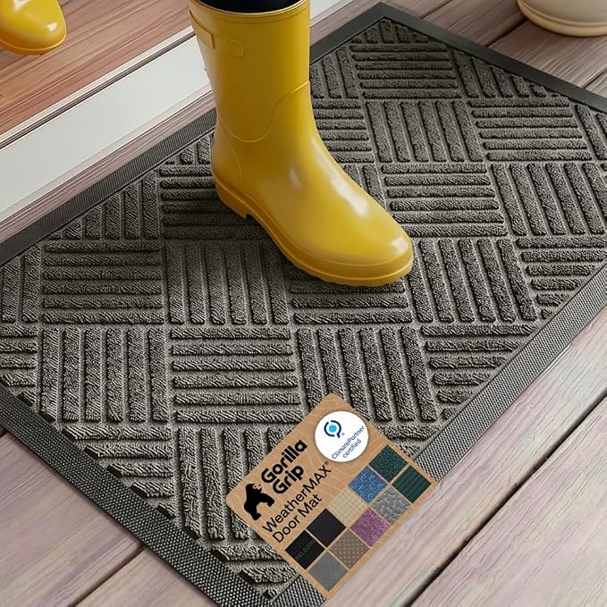 GORILLA GRIP 100% Waterproof All-Season WeatherMAX Doormat 35x23, US Designed