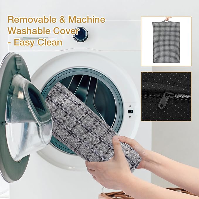 Dog Bed with Easy-Grip Handle - Shredded Memory Foam Pet Bed, Removable & Machine Washable Cover, Non-Slip Bottom, Choose from Cooling Linen or Warm Flannel Style for Dogs & Cats(Medium)