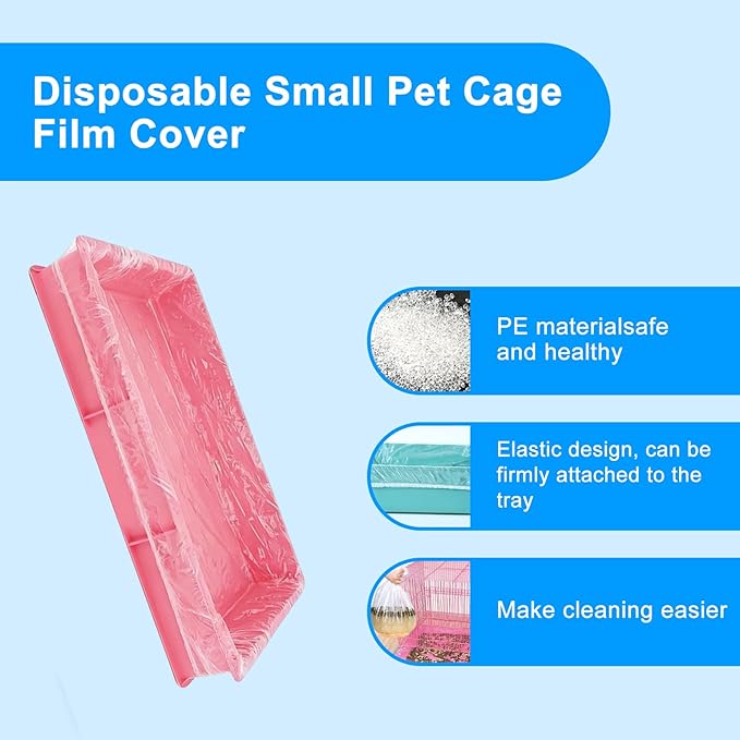 Disposable Cage Liners 50PCS, Plastic Litter Liner Bag for Cage, Cage Toilet Film Cover Litter Liner Bags for Small Animals as Guinea Pig, Hamster, Hedgehog, Bunny, Bird, Rabbit (L(47.2 * 47.2''))