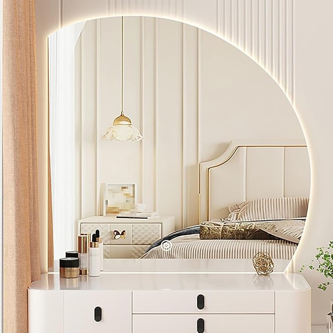 Bathroom Wall Mounted Mirror, LED Illuminated Vanity Mirror