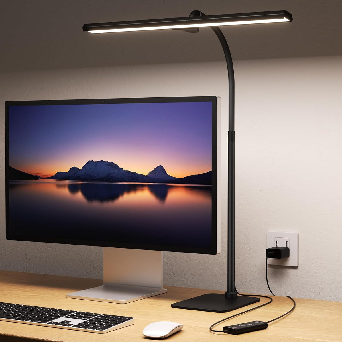 Kary LED Desk Lamp, Flexible Gooseneck Task Light with Base and Timer