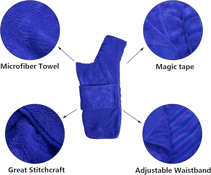Geyecete Pineapple Grid Fast Drying Super Absorbent Dog Cat Bath Robe Towel - Blue, S