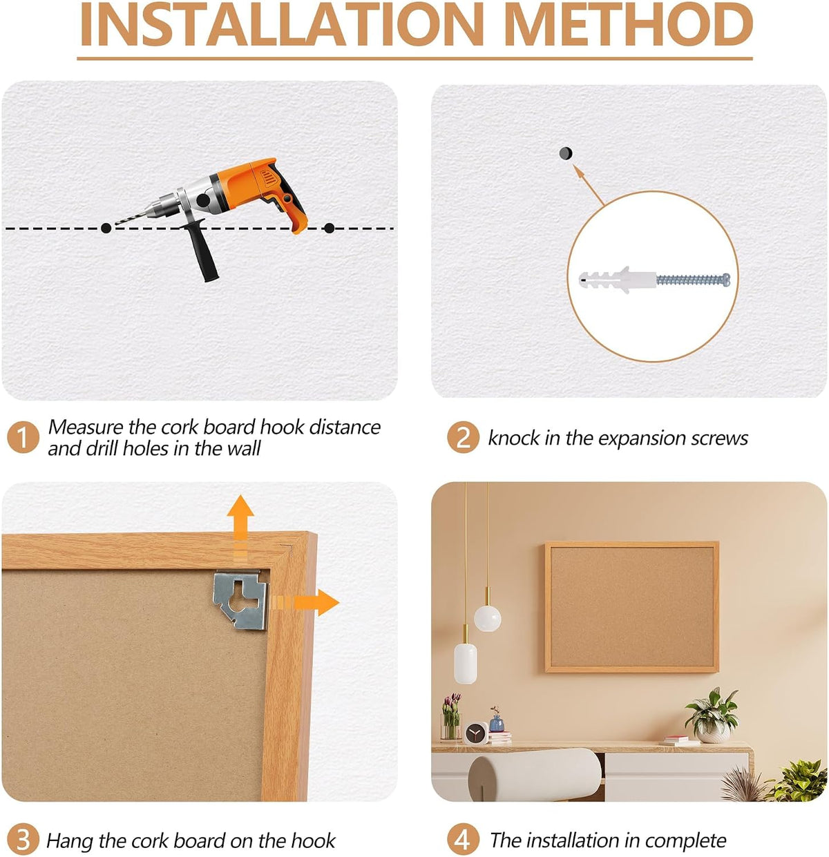 Cork Board Bulletin Board 24 x 36, Wood Framed Corkboard for Wall