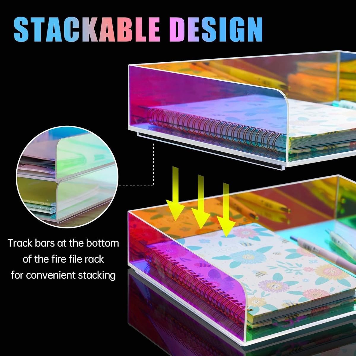 2-Tier Letter Tray Stackable Acrylic Desk Organizer File Holder