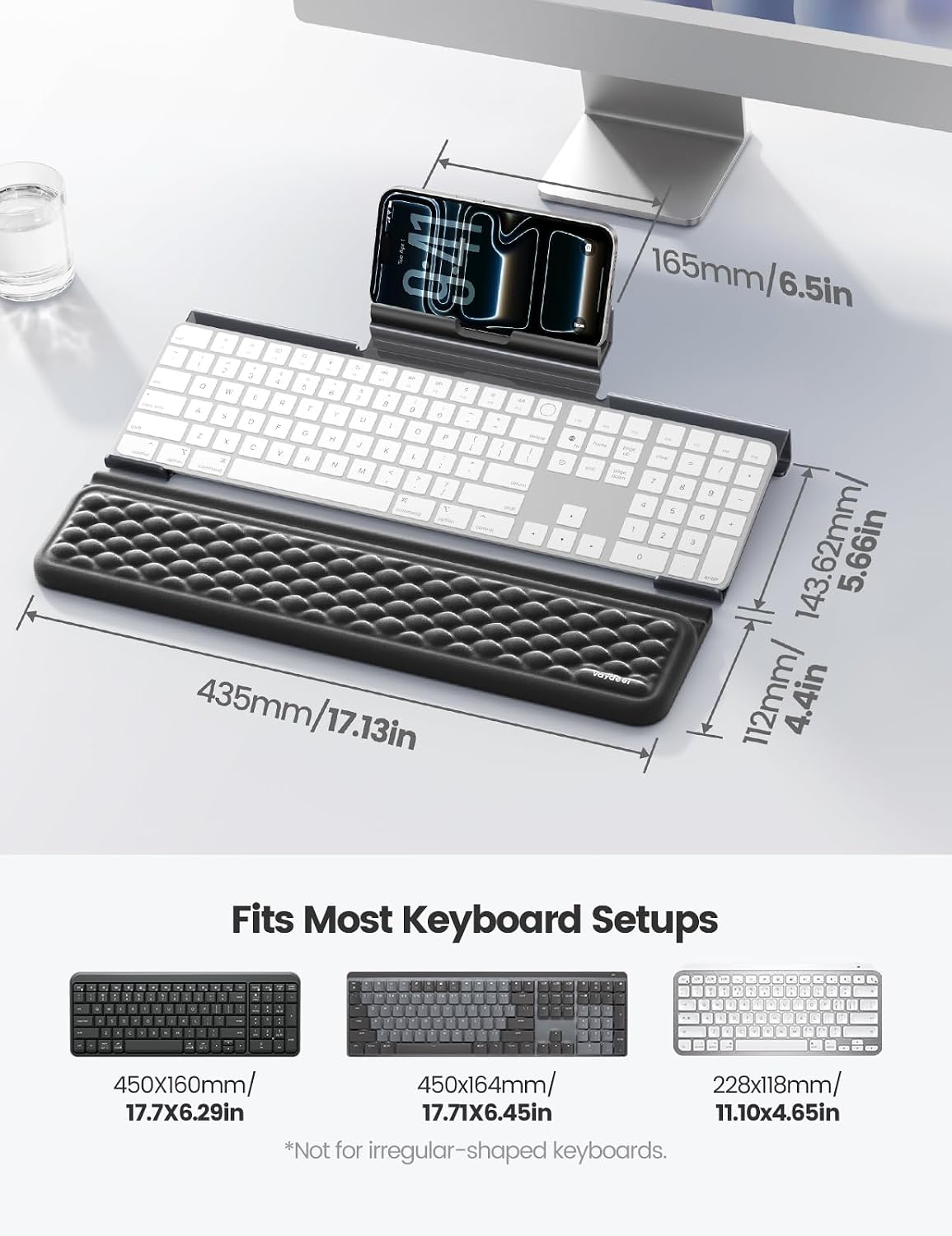 Vaydeer Wrist Rest with Keyboard Stand and Phone Holder, Keyboard Riser Set
