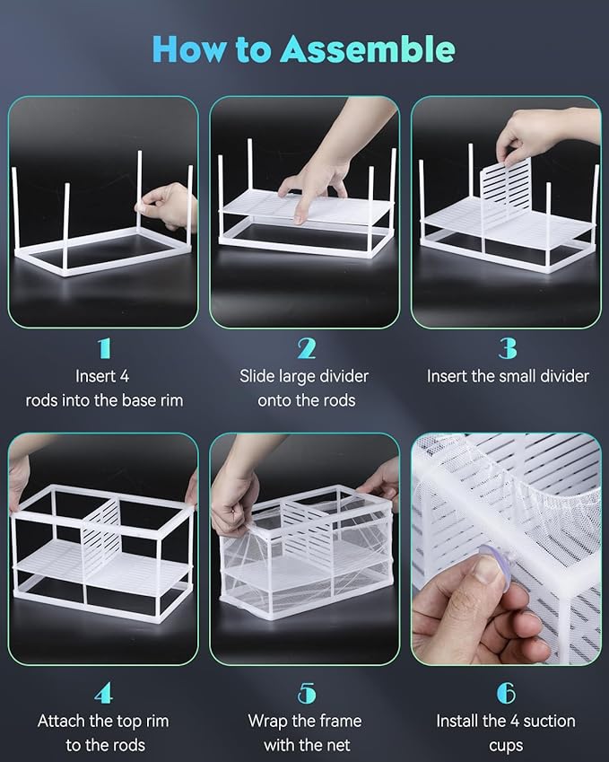 Pawfly Fish Tank Breeder Net Aquarium Fish Breeder Box with Nylon Mesh & Suction Cups, Fish Separation Net Large Isolation Box, Fish Fry Hatchery Incubator Hatching Box for Baby Fish Shrimp Betta