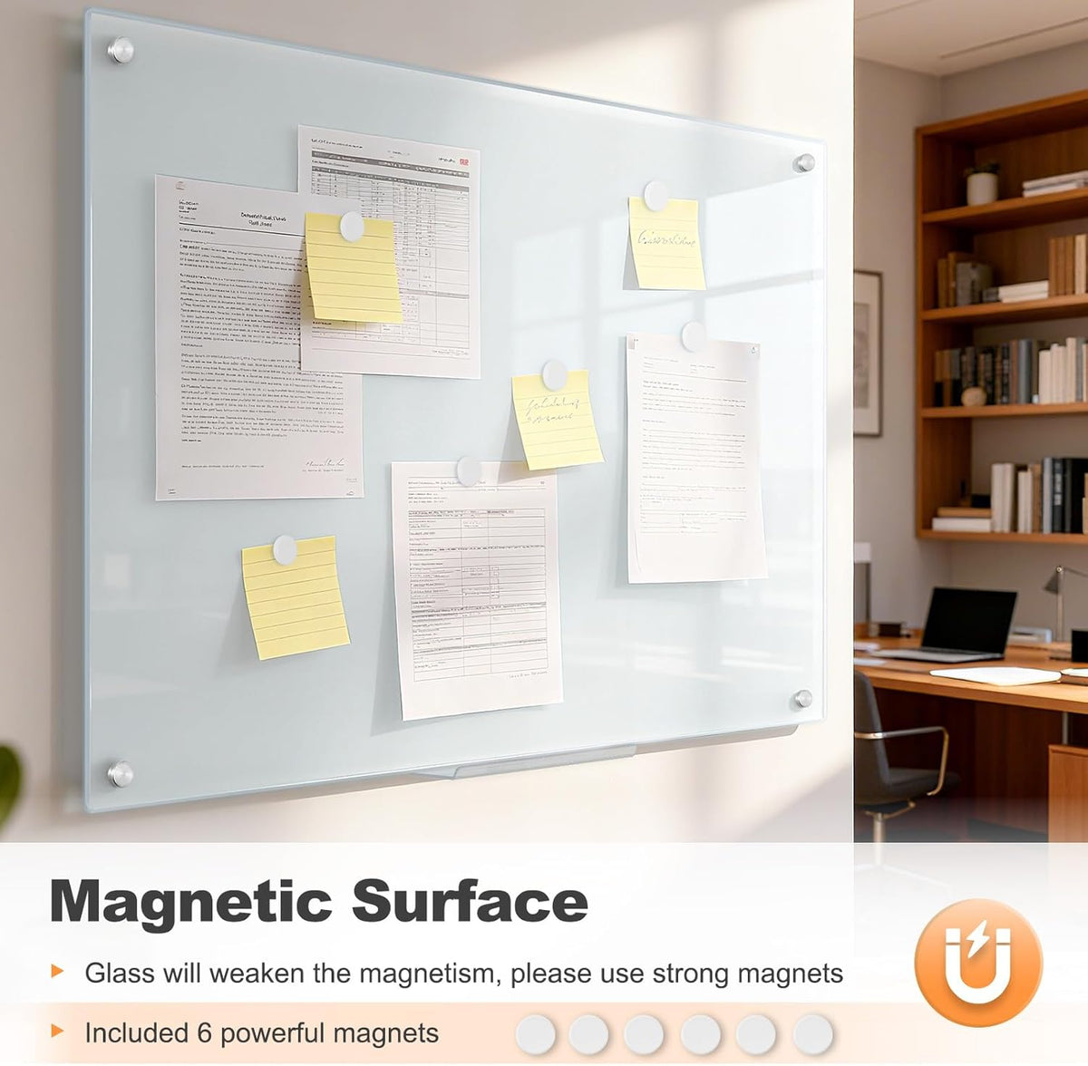 Tempered Glass Whiteboard 24" x 18" Magnetic Glass Dry Erase Board