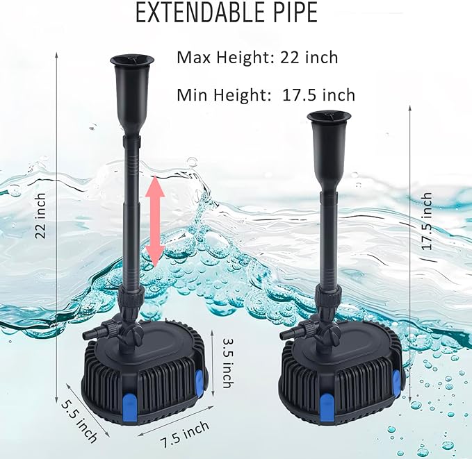 Pond Filter with Pump Fountain Kits, Submersible Pump Pond Fountain Koi Pond