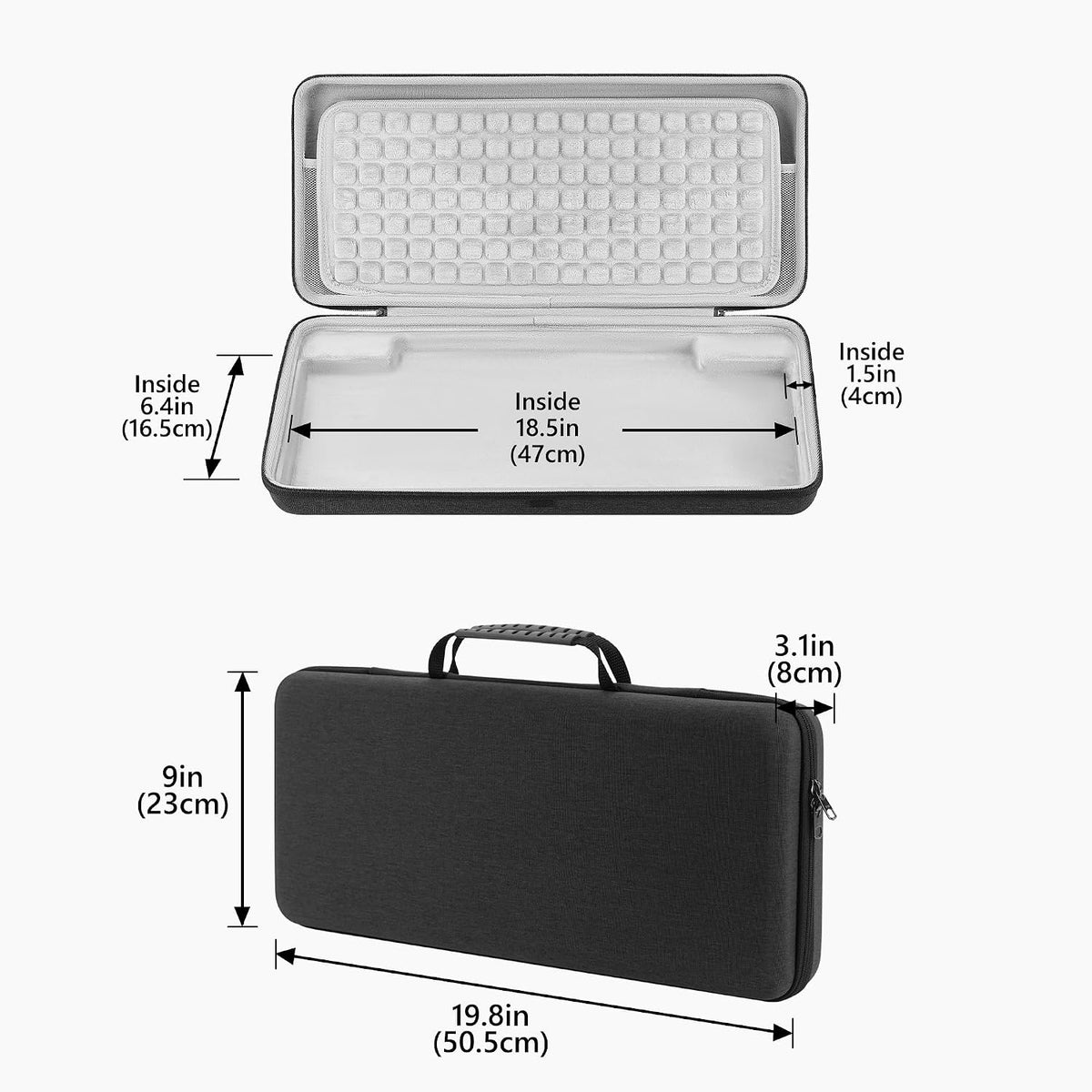 Geekria Full Size Keyboard Hard Shell Case Compatible with Corsair Galleon 100 SD/K100 RGB/K70 MAX, Razer BlackWidow V4 Pro, Travel Carrying Bag for 104-108 Key Computer Keyboard (Dark Gray)