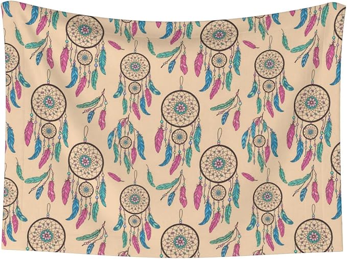 Double Sided Pet Mat for Dog Bed Topper Cat Blanket Furniture Protector, Dream Catcher, Reversible Plush with Tactile Dot Pattern for Style Change