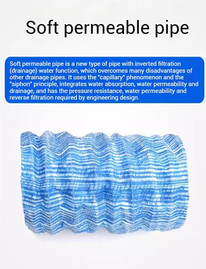 French Drain Pipe for Garden Lawn & Landscape, 8cm Perforated Fabric Drainage