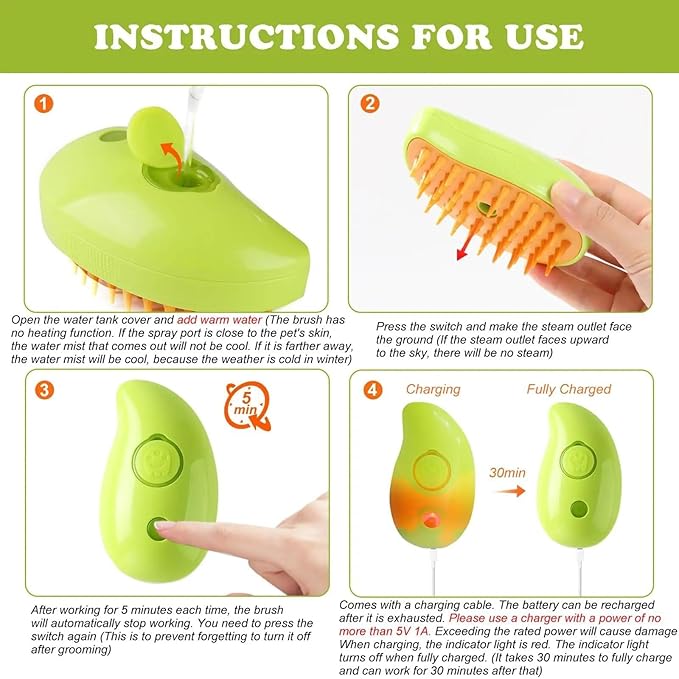 2024 Multifunctional Pet Brush for Detangling and Hair Removal - 3-in-1 Grooming Comb with Massage Function for Cats and Dogs (Khaki)