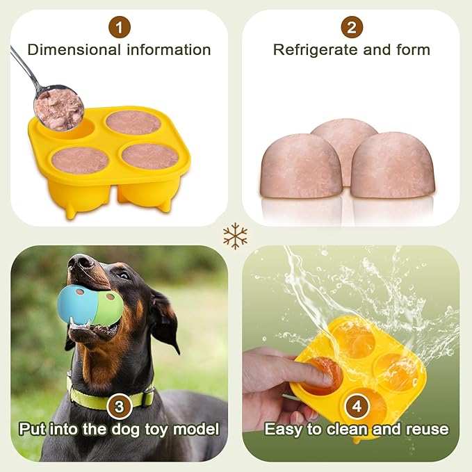 YeeBeny Dog Treat Molds for Freezer - Yellow Snack Tray for Small Dogs, Freeze Refill Treats, Easy to Clean Silicone Mold