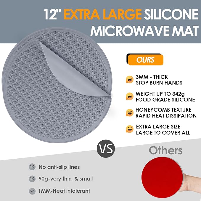4 Pack 12 Inch Multi-Purpose Silicone Mat, As Drying Mat, Microwave Mat