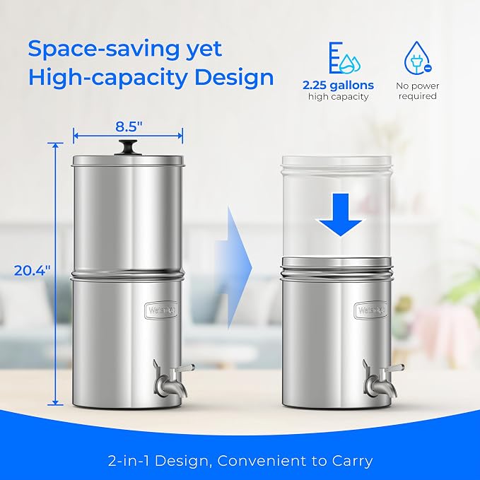 Waterdrop Gravity-fed Water Filter System, Increase PH,