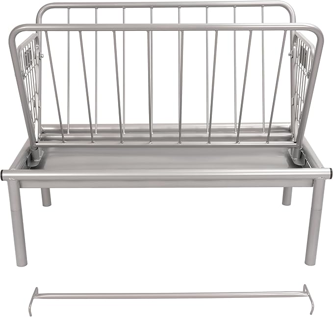 Kojem 4 Ft Long Livestock Feeder, Heavy Duty Steel Livestock 2 in 1 Grain & Hay Feeder, Outdoor Pasture Feeder with Feeding Pan for Goats, Sheep,Ponies, Cow, Horse for Farms, All Weather Feeder