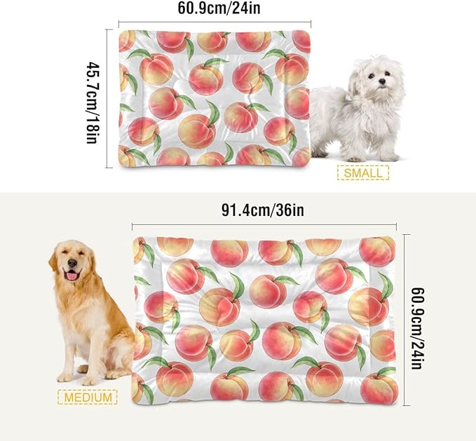 Emelivor Pink Peaches White Dog Cat Bed Washable Crate Pet Bed Anti-Slip Comfortable Breathable Crate Kennel Pad for Indoor Small Medium Large Dogs,36x24in